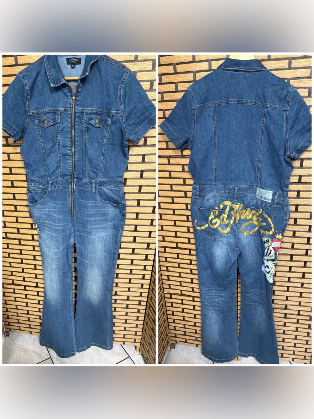 Ed Hardy Denim Jumpsuit Size XL